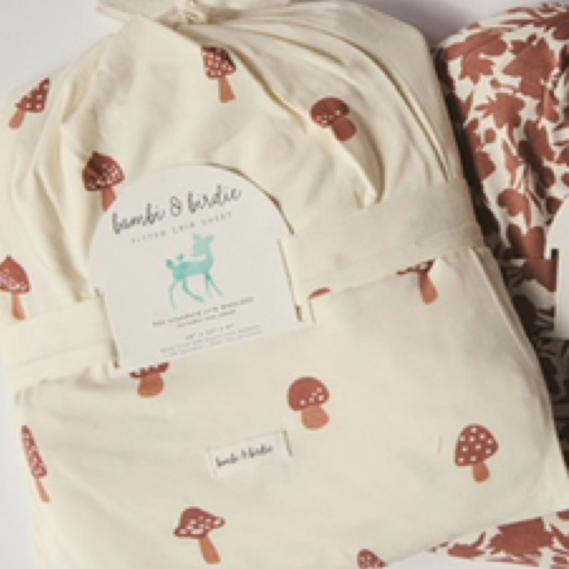 Mushroom Fitted Crib Sheet Bambi Birdie